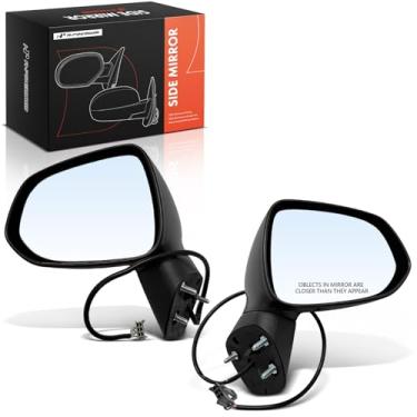 Imagem de A-Premium Par (2) espelhos retrovisores elétricos do lado do motorista e do passageiro - compatível com Honda Fit 2007 2008 - Espelho retrovisor externo preto dobrável manual não aquecido