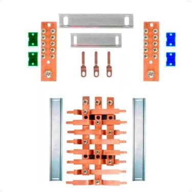 Imagem de Kit Barramento Trifásico 80A para 16 Circuitos com Placa de Policarbon