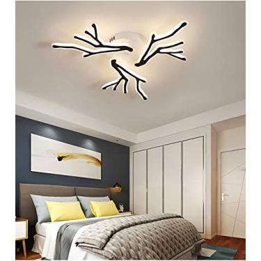Imagem de Luminária de teto LED regulável com controle remoto, luminária de teto grande para sala de estar, quarto, luminária de teto de ferro forjado em acrílico, formato de galho, moderna, para sala