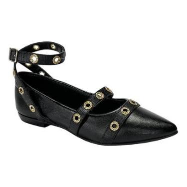 Imagem de Sapatilha Santinelli Boneca Strass Bico Fino 1266-759 Preto-Feminino