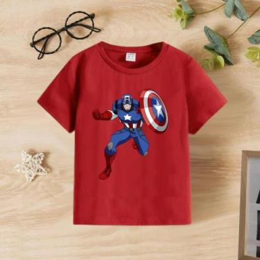Imagem de Camiseta infantil personagens - Capitão América , Vermelho, 12