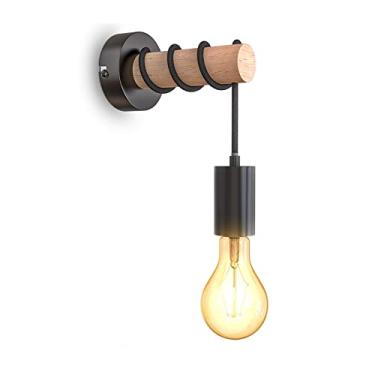 Imagem de HOSETEON Luminária de parede, arandela de parede moderna, madeira minimalista moderna, base de lâmpada E27, compatível com quarto, quarto, cabeceira, banheiro