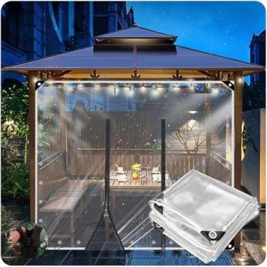 Imagem de Painéis Laterais Impermeáveis Claros De Encerado Do Pvc Com Zíper, Encerado Exterior Impermeável Das Lonas, Tampa Resistente De Rasgo Pesado Do Dever Para Acamp, H2.6xW7m/H8.5xW22.9ft