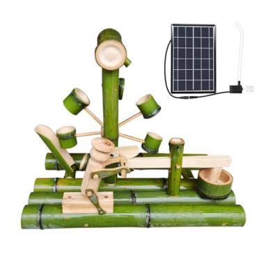Imagem de Fonte de jardim com detalhes de bambu, fontes independentes ao ar livre, fonte de água externa com painéis solares e bomba de água, DIY jardim zen interno/externo, 65 cm, criatividade