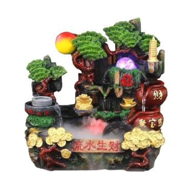 Imagem de XFNVXC Fonte decorativa para uso interno fonte de mesa Rockery fonte de água criativa para casa hotel decoração de mesa artesanato resina Rockery Fountain casa