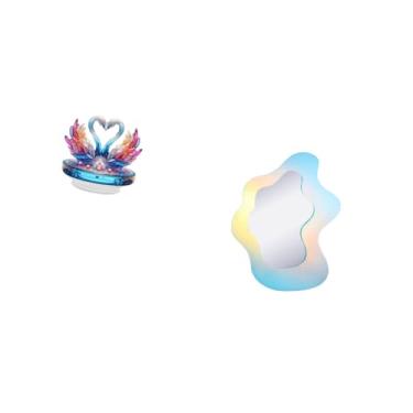 Imagem de Fenteer Centro de Mesa com Escultura de Cisne em Acrílico com Espelho Moderno Ondulado, Ornamento Decorativo para Escritório, Banheiro, Estante, Armário