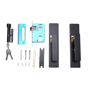 Imagem de Garosa Kit de Fechadura Completa Com Alavanca de Porta de Entrada Com Chave e Placa Reforçada Espessada e Rolamento Silencioso para Quartos, Banheiros, Hotéis, Escritórios, Escolas (Preto + Ouro)