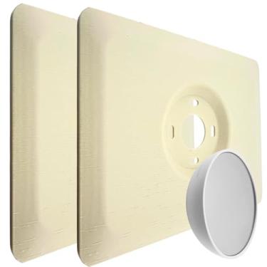 Imagem de 2 placas de parede retangulares bege toscanas para termostato Google Nest versão 2020, peça de acabamento de textura de designer