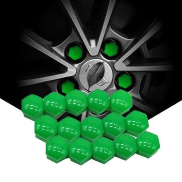 Imagem de 20 com parafusos de porca de roda protetor de porca de proteção contra poeira com clipe, verde, 17 mm