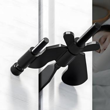 Imagem de Fechadura de porta portátil, fechadura de porta portátil ajustável, fechaduras de segurança para portas de viajantes de dentro do quarto, apartamento, segurança, presentes de viagem, essenciais, preto