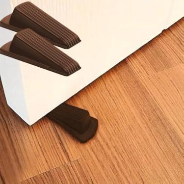 Imagem de 2 pacotes de batentes de porta de borracha, batentes de porta para parte inferior da porta para carpete porta resistente, para parte inferior da porta em azulejo, concreto, carpete (marrom)