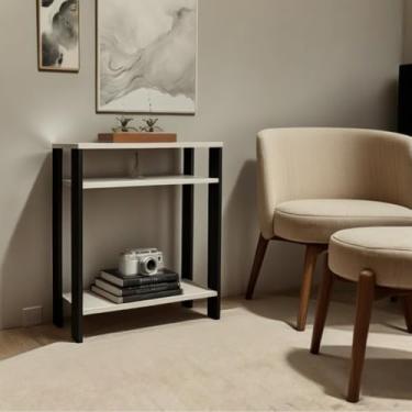 Imagem de Aparador mesinha todo MDF, Mesa lateral de sofa, mesa de apoio, escritório, cozinha, Sala(PRETO E BRANCO)