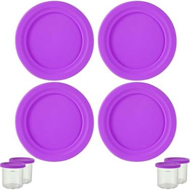 Imagem de 4 peças de tampas para copos de sorvete, recipiente redondo de silicone de 11,5 cm de diâmetro, acessórios para tampa de armazenamento de alimentos, peça de substituição para máquina de sorvete Ninja