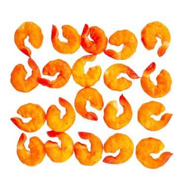 Imagem de Fevoila 20 peças de camarão artificial simulado de camarão descascado falso cozido, modelo realista de frutos do mar para casa, cozinha, restaurante, exibição de adereços de fotografia