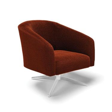 Imagem de Cadeira Sala De Jantar Giratória Base Cromada Stella Bouclê D03 - D'rossi Cor Terra