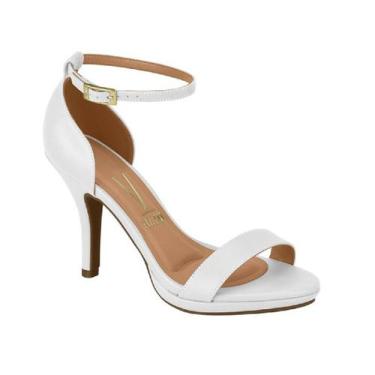 Imagem de Sandália Vizzano Salto Alto Tira Única, Branco, 36