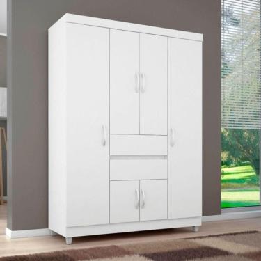 Imagem de Guarda Roupa 6 Portas 2 Gavetas Ecom Ii Rosa Branco Demóbile