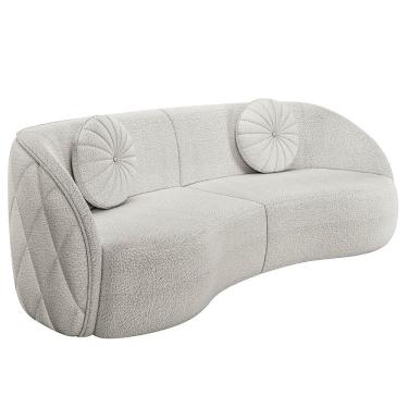 Imagem de Sofá Decorativo Com Almofadas 3 Lugares 240cm Tressê Zion M22 Boucle Branco - Mpozenato