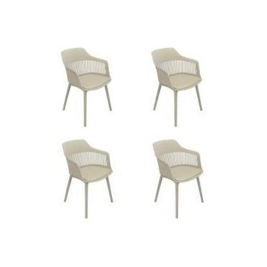 Imagem de Kit 4 Cadeiras de Jantar Estofada Marcela Montreal 140PP Nude - Brasil