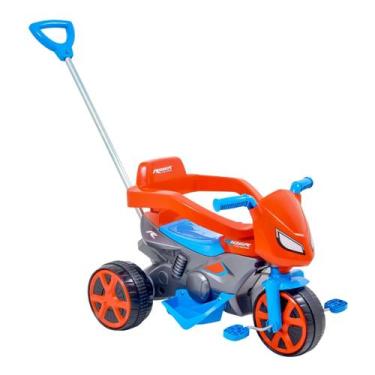 Imagem de Triciclo Infantil Moto Rider Com Pedal e Empurrador Brinquedo De Passe