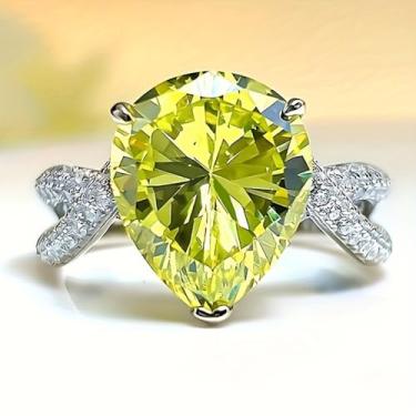 Imagem de Anéis de noivado banhados a ouro branco em forma de gota e zircônia cúbica, alianças de compromisso, festas noturnas, presentes de dia dos namorados, alianças de eternidade para mulheres, 10, Cobre