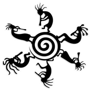 Imagem de Rajukit Kokopelli Decor Arte de parede de metal com 6 figuras dançantes em design de sol, arte de parede de metal de liquidação ao ar livre para espaços internos e externos, decoração de parede