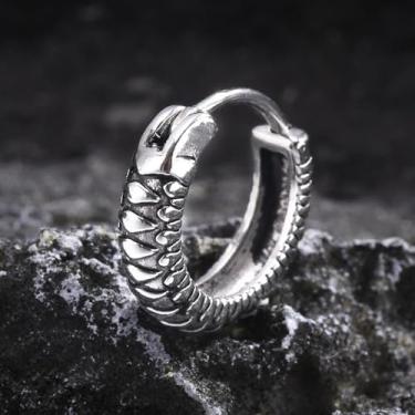 Imagem de Brincos masculinos de argola de aço inoxidável, padrão de cobra, vintage, prata, gótico, punk, joia pequena para uso diário e presente