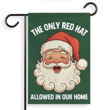 Imagem de VOTANTA (30,5 x 45,7 cm) O único chapéu vermelho permitido em nossa bandeira de jardim doméstico, Papai Noel engraçado anti-crime apoio aos democratas política, Natal, quintal, casa, pátio, varanda