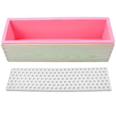Imagem de Kit de fabricação de sabonete, forro de silicone de 1,247 g, caixa de madeira com colmeia e hexágono e tapete de rosa, molde criativo de favo de mel para fazer sabão DIY (roxo e rosa) (molde rosa
