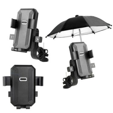 Imagem de Suporte Celular Mini Guarda Chuva Moto Bike Motocicleta Bicicleta Respingos Chuvisco Motoboy Ciclismo Protege Telefone