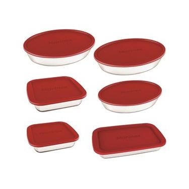 Imagem de Conjunto de Assadeiras Marinex em Vidro com Tampa – 6 Peças