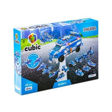Imagem de Blocos de Montar Cubic 25 em 1 Polícia 569 Peças Multikids - BR1619 BR1619