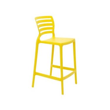 Imagem de Banqueta Sofia Alta Amarela em Polipropileno e Fibra de Vidro Tramontina 92127000