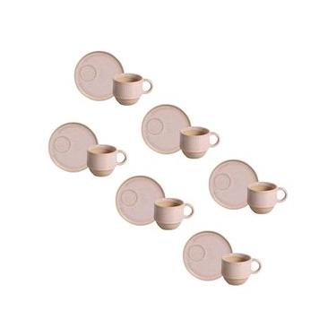 Imagem de Conjunto de Xícaras de Chá com Pires Porto Brasil Linhas Litchi 230ml - 6 Peças