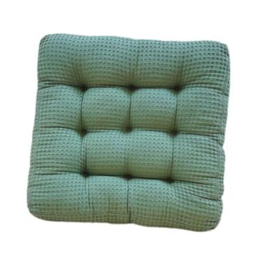 Imagem de Bothyi Almofada de cadeira quadrada para cadeira de jantar, tapete de cadeira, almofada de chão, almofada de assento acolchoada para canto de leitura, sala, Verde Escuro