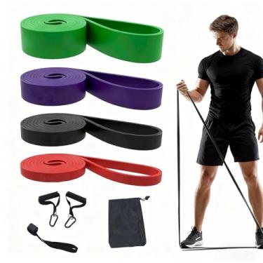 Imagem de Elastico para Exercicio, Conjunto de Faixas Super Elásticas, 4 Faixas Elásticas de Resistência para Fitness, Band Elastico para Exercicio Treino, Kit Faixas Elásticas Unissex para Fitness