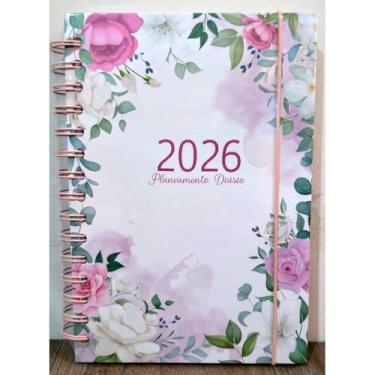 Imagem de Agenda 2026 Grande 14,5cmX21cm Datada 168 folhas Capa dura Adequado para trabalho e estudo(FLORAL1)