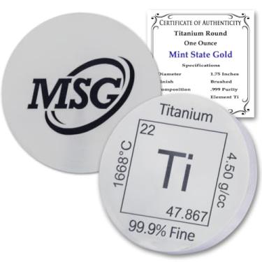 Imagem de Peso de papel puro redondo de titânio de 28,3 g - Design de elemento com certificado de autenticidade