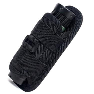 Imagem de Hynhsun Estojo de transporte para lanterna tática, bolsa giratória para lanterna com clipe de mosquetão de 360 graus, suporte de lanterna molle para cinto de segurança policial