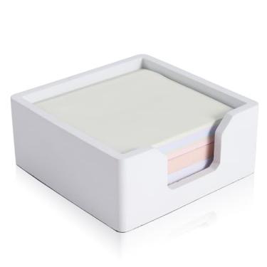 Imagem de BAOHD Porta-notas adesivas de concreto para notas de 7 x 7 cm - suporte de bloco de notas autoadesivo de cimento organizador de bloco de notas - acessório de mesa moderno para escritório e casa