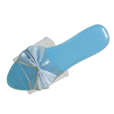 Imagem de Esquirla Sandálias de gelatina para meninas, pantufas para fantasia de Rainha da Neve, calçados para festa, lembrancinhas, sapatos de princesa para brincar de, Azul