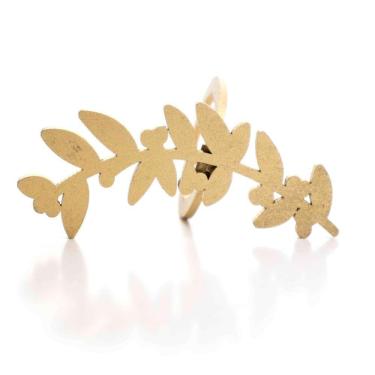 Imagem de Porta Guardanapo Natal Folhagem Dourado 9,5Cm