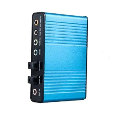 Imagem de Generic Placa de Som Externa Fibra óptica Usb 5.1 Hd para Desktop Laptop Adaptador Azul Conversor Cancelamento de Ruído para Entusiastas de Música