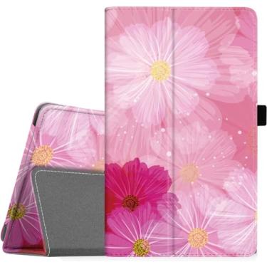 Imagem de Famavala Capa fólio para tablet de 8 polegadas 8ª/7ª geração lançado em 2018/2017, fina, dobrável, não serve para tablet Android Lenovo V8 2018 de 8 polegadas (flor rosa)