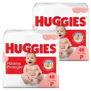 Imagem de Kit 2 Fralda Huggies Máxima Proteção Mega - 96 Unidades - Tamanho P