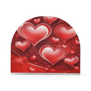 Imagem de Qilmy Porta-guardanapos acrílico coração dia dos namorados, suporte de guardanapo de coquetel de plástico transparente para mesas de restaurante de cozinha, 1 peça