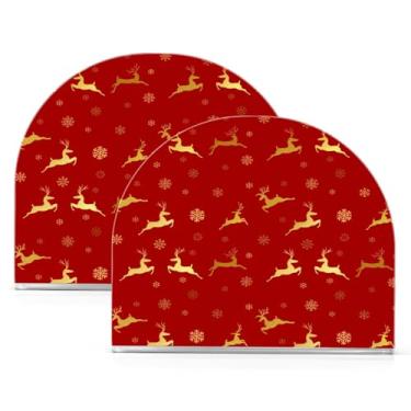 Imagem de Qilmy Porta-guardanapos de acrílico de alce de Natal, suporte de lenços de mesa independente transparente, dispensador de papel de coquetel para cozinha, jantar, restaurante, bar, decoração, 2