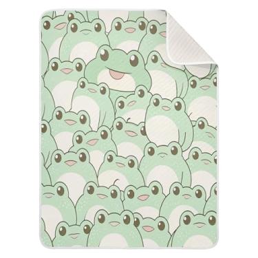Imagem de Qilmy Cobertor de bebê de sapo fofo 76 x 101 cm, cobertor infantil de algodão macio para meninos e meninas, cobertor leve e quente para bebês e bebês recém-nascidos