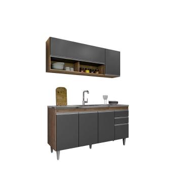 Imagem de Balcão Gabinete Para Pia 150cm 4 Portas Ayla - Ssx Multicoisas Freijó-grafite