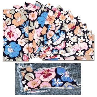 Imagem de Taiyin 10 peças de remendos de ferro para jeans, floral, ferro, reparo, forte reparo interno para roupas antigas para jeans rasgado, calças de joelho, 12 x 6 cm (estilo brilhante)